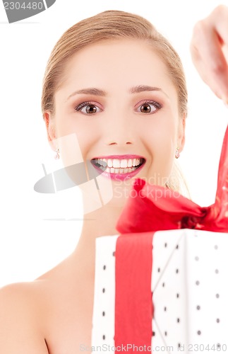 Image of happy girl with gift box