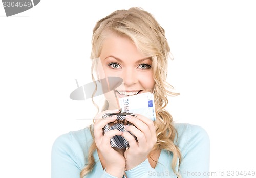 Image of lovely woman with purse and money