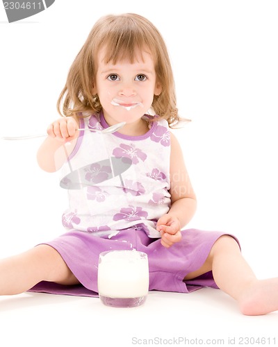 Image of little girl with yoghurt