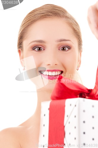 Image of happy girl with gift box