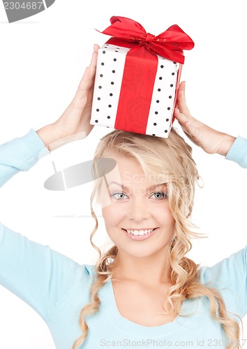 Image of happy girl with gift box