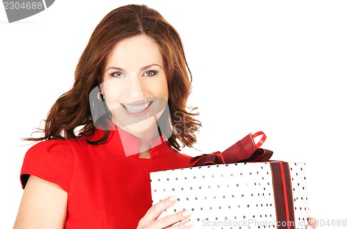 Image of happy woman with gift box