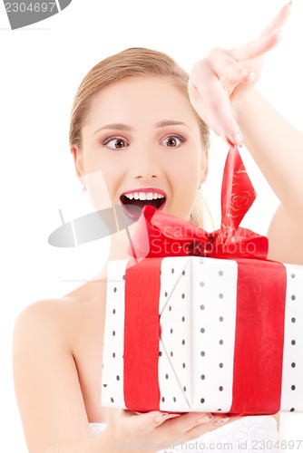 Image of happy girl with gift box