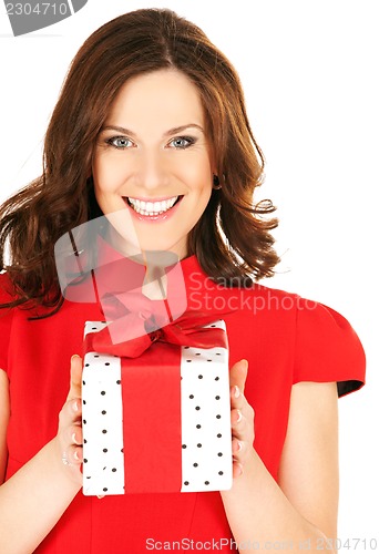 Image of happy woman with gift box