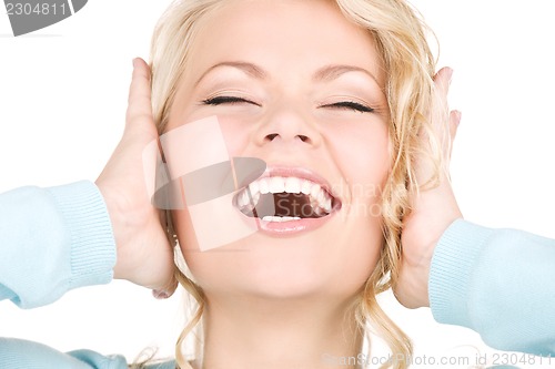 Image of happy screaming woman