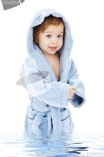 Image of baby boy in blue robe