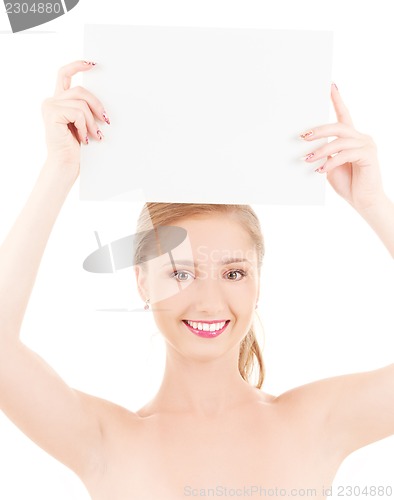 Image of happy girl with blank board