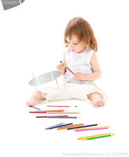 Image of little girl with color pencils