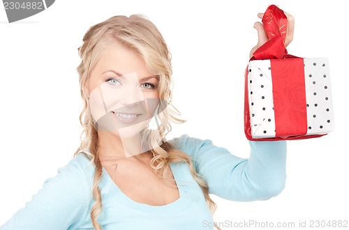 Image of happy girl with gift box