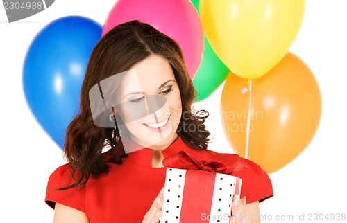 Image of happy woman with gift box
