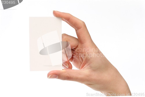 Image of Woman holding a business card