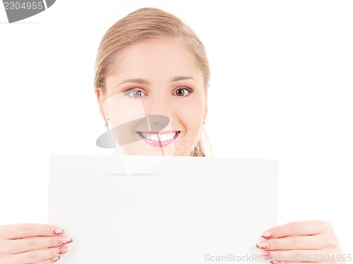 Image of happy girl with blank board