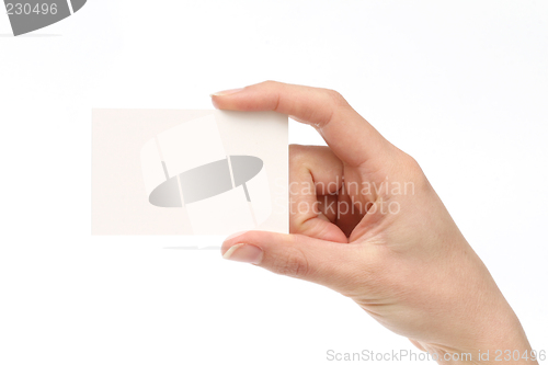 Image of Woman holding a business card