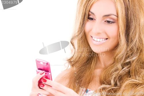 Image of happy woman with cell phone