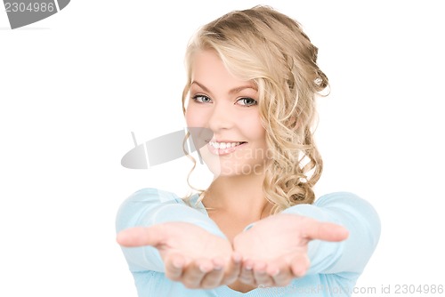 Image of woman showing palms