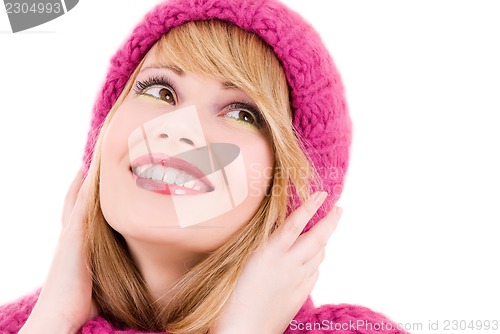 Image of happy teenage girl in hat