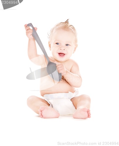 Image of baby boy with big spoon