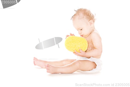 Image of baby boy with sponge