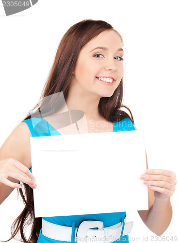 Image of happy girl with blank board