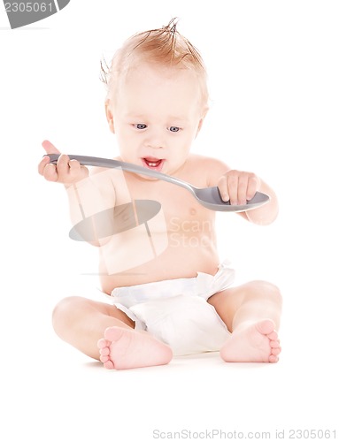 Image of baby boy with big spoon