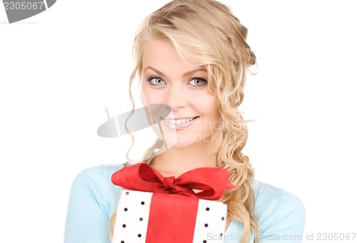 Image of happy girl with gift box
