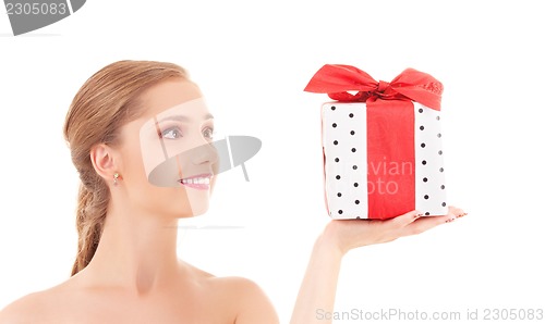 Image of happy girl with gift box