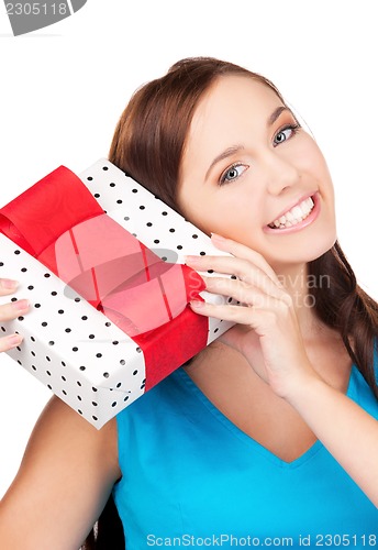 Image of happy girl with gift box
