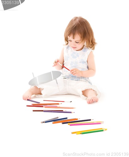 Image of little girl with color pencils