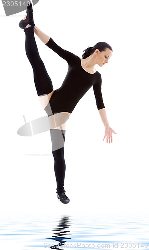 Image of fitness instructor in black leotard