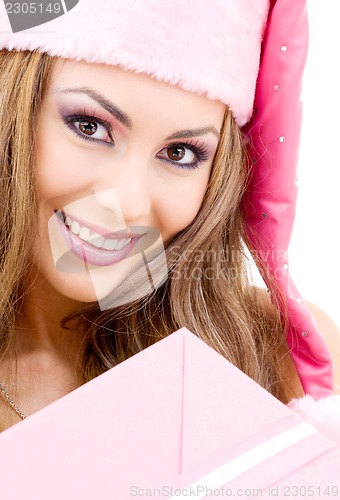 Image of happy santa helper with gift box