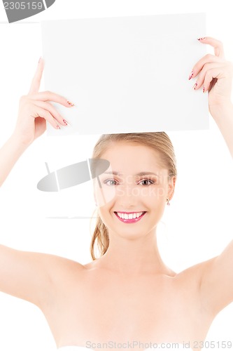 Image of happy girl with blank board