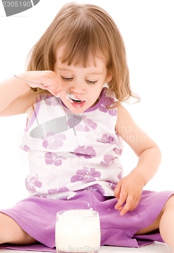 Image of little girl with yogurt