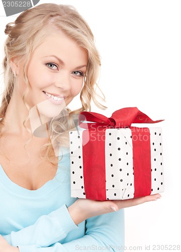 Image of happy girl with gift box