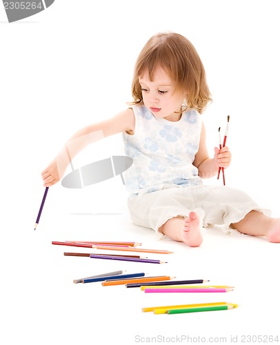 Image of little girl with color pencils