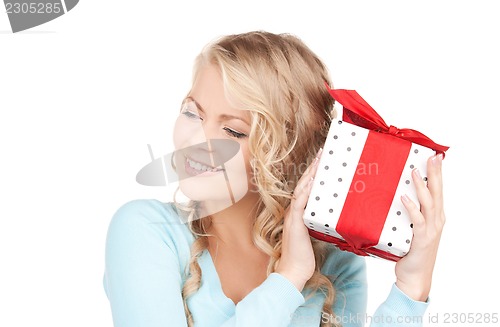 Image of happy girl with gift box