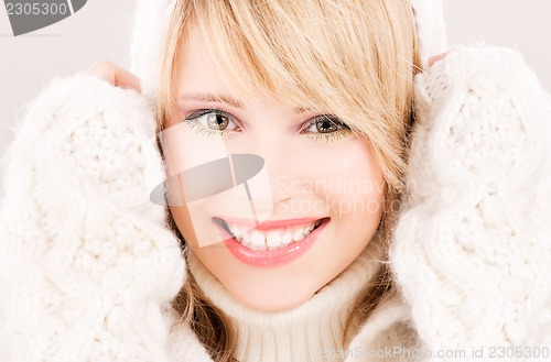 Image of lovely teenage girl in hoodie