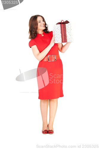 Image of happy woman with gift box