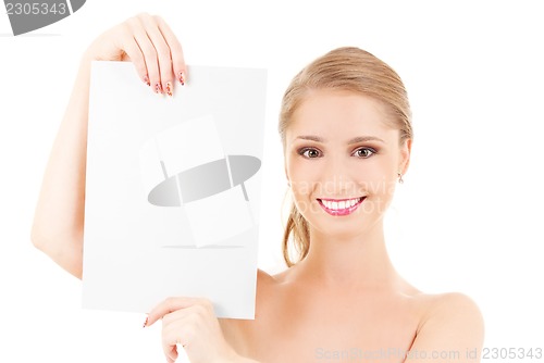 Image of happy girl with blank board