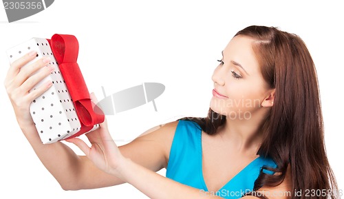 Image of happy girl with gift box