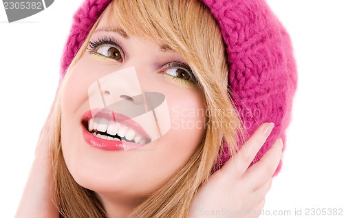 Image of happy teenage girl in hat