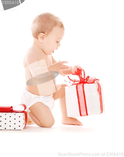 Image of baby boy with gifts