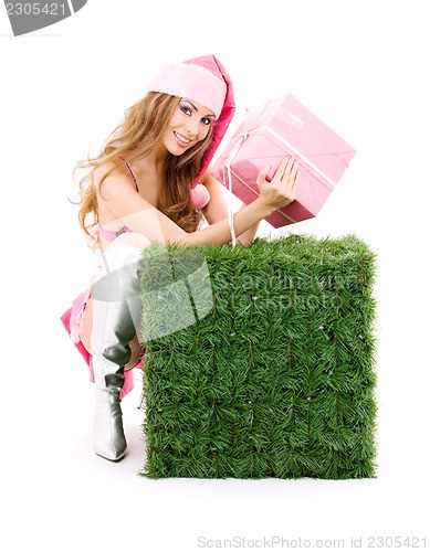 Image of santa helper with gift box