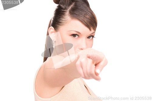 Image of woman pointing her finger