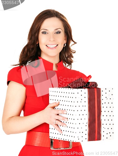 Image of happy woman with gift box