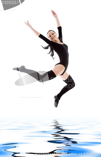 Image of jumping girl in black leotard