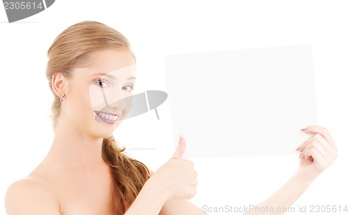 Image of happy girl with blank board