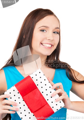 Image of happy girl with gift box