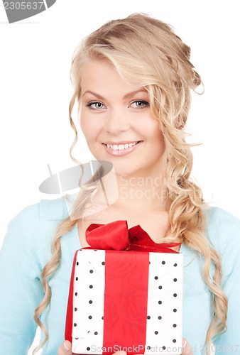 Image of happy girl with gift box