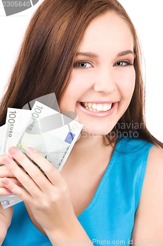 Image of lovely teenage girl with money