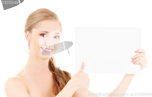 Image of happy girl with blank board
